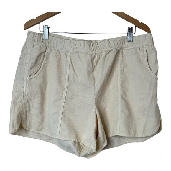 MADEWELL Free & Free Corduroy Elastic Waist Pull On Shorts With Pockets Cream XL - Picture 2 of 11